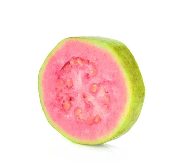 Φέτα Guava Φρούτα Που Απομονώνονται Λευκό Φόντο — Φωτογραφία Αρχείου