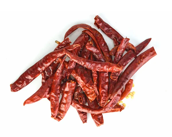 Top View Dried Chili Isolated White Background — Stock Photo, Image