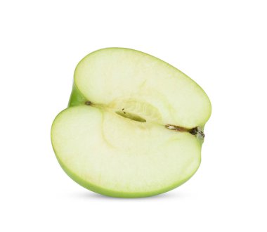 Beyaz arkaplanda yarı yeşil elma izole