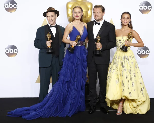 Mark Rylance, Brie Larson, Leonardo DiCaprio, Alicia Vikander — Zdjęcie stockowe