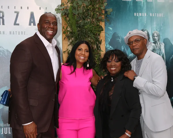 Magic Johnson, Cookie Johnson, LaTanya Richardson-Jackson, Samuel L. Jackson — Stock Photo, Image