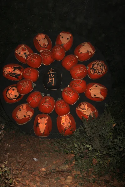 Calendrier chinois citrouilles sculptées — Photo