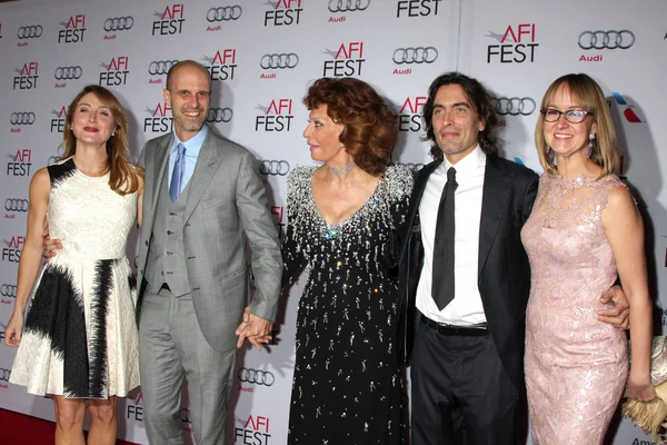 Sasha Alexander, Edoardo Ponti, Sophia Loren, Carlo Ponti, Andrea Meszaros Ponti — Stock Photo, Image