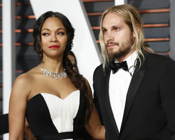 Zoe Saldana, Marco Perego — Fotografia de Stock