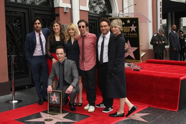 Jim Parsons, Kunal Nayyar, Mayim Bialik, Melissa Rauch, Simon Helberg, Johnny Galecki, Kaley Cuoco-Sweeting — Zdjęcie stockowe