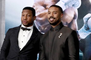 Jonathan Majors, Michael B Jordan CREED III Los Angeles Premiere 'deki TCL Çin Tiyatrosu IMAX' ta 28 Şubat 2023 'te, Los Angeles, CA