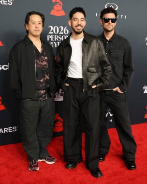 Joe Hahn, Mike Shinoda, Colin Brittain, MusiCares Yılın Adamı IHO Mariah Carey etkinliği 30 Ocak 2026 tarihinde Los Angeles, CA