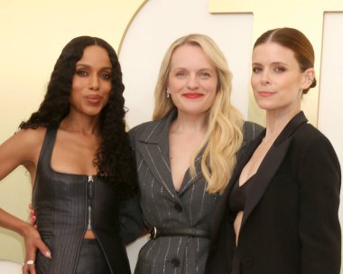 Kerry Washington, Elisabeth Moss, Kate Mara. 3 Şubat 2026 'da Barker Hanger' daki Apple TV Basın Günü 'nde.