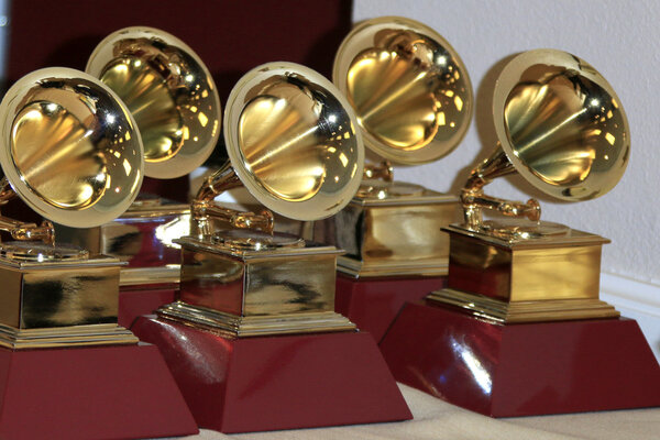 Grammy Award Statues Stock Photo