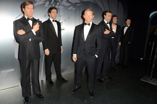 Wax figures of Six Bond actors — стокове фото