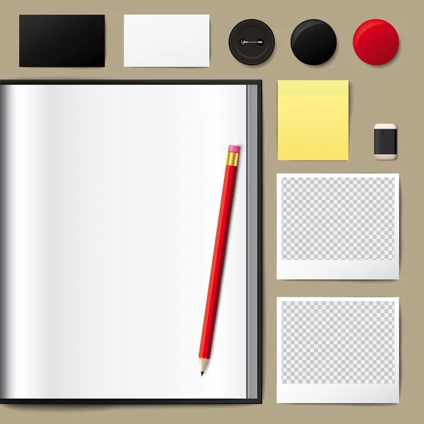 Libro bianco aperto. Libro bianco con matita. uso per grafica, creatività, affari, educazione, illustrazione vettoriale . — Vettoriale Stock
