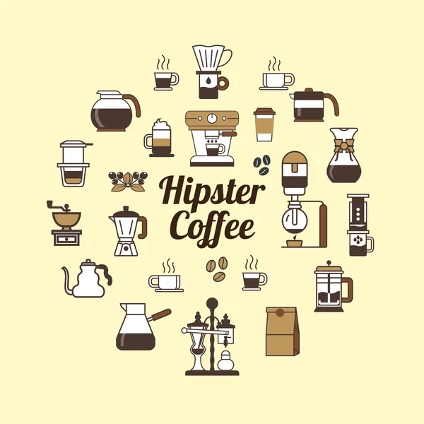 Vektor Kaffee Set Form Herz. Kaffeeliebhaber setzen Vektor. — Stockvektor