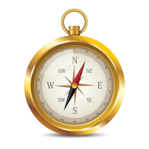 Beyaz arka plan vektör pusula. Altın Pusula vektör.