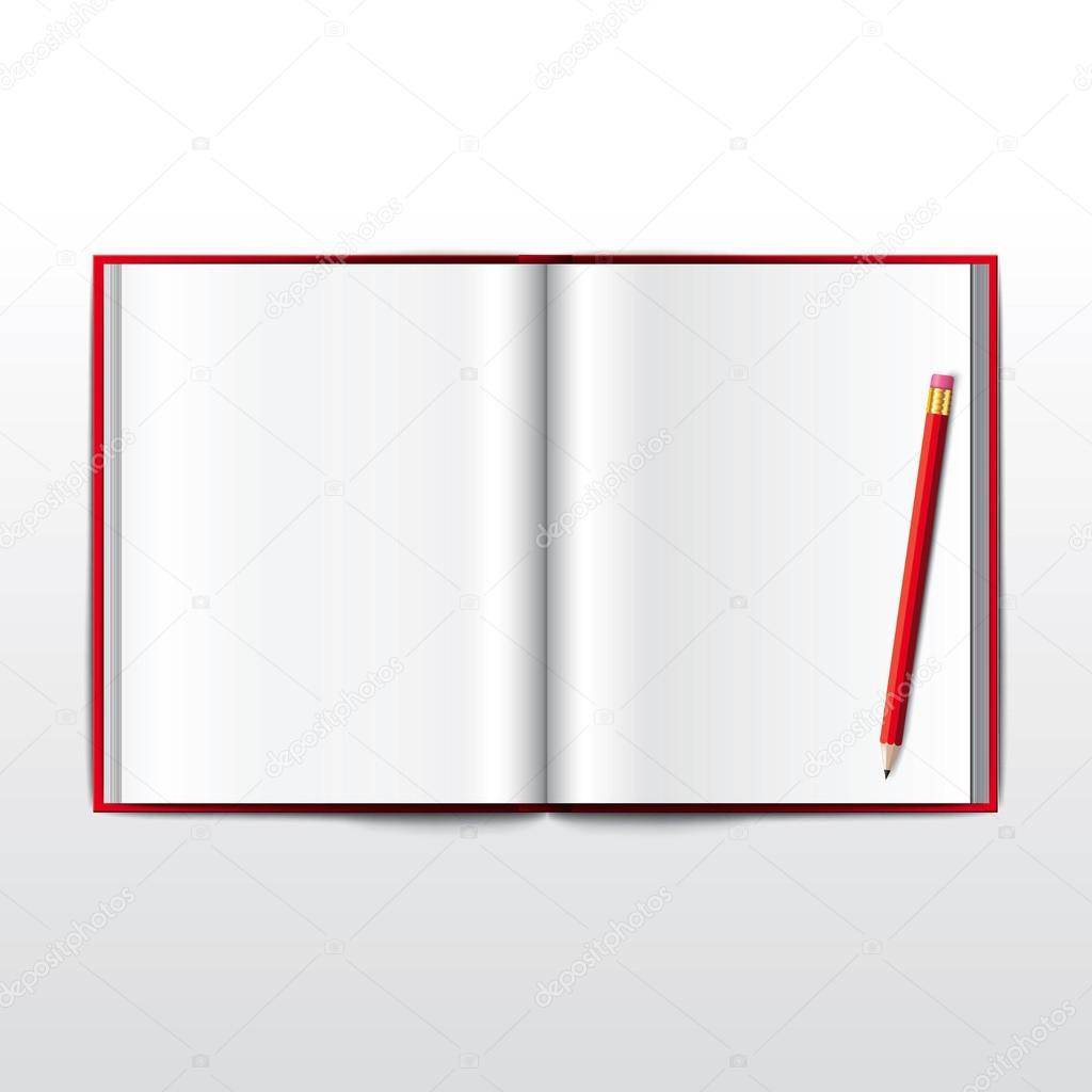 Blank opened book. Blank book with pencil. use for graphic, creative, business, education, vector illustration.