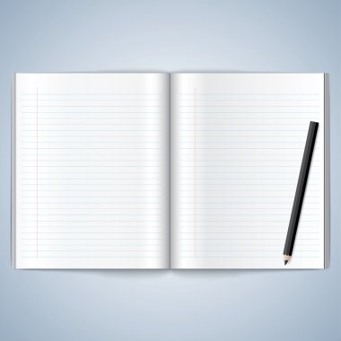 Kağıt ve kalem, boş kağıt, kalem vektör ile kitap vektör.