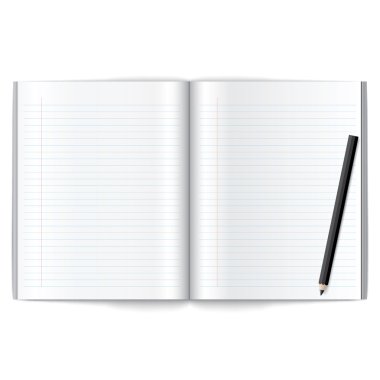 Kağıt ve kalem, boş kağıt, kalem vektör ile kitap vektör.