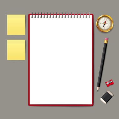 Kağıt ve kalem, boş kağıt, kalem vektör ile kitap vektör.
