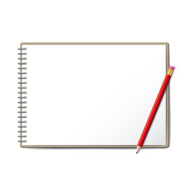 Kağıt ve kalem, boş kağıt, kalem vektör ile kitap vektör.