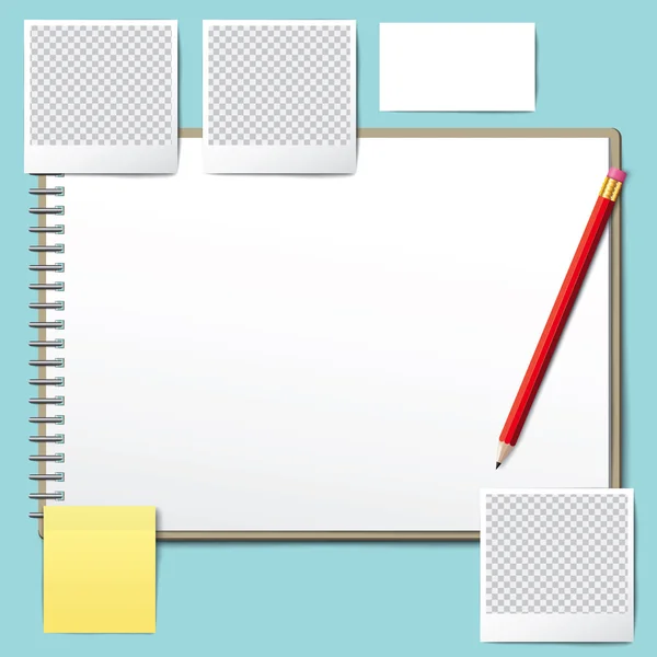 Papier vectoriel et crayon, Papier blanc, livre avec vecteur crayon . — Image vectorielle