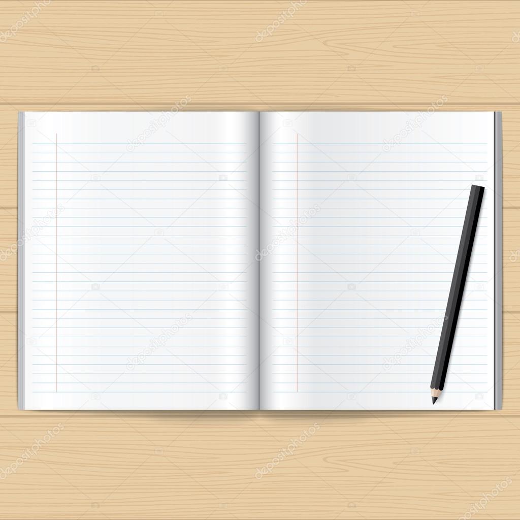 Vector paper and pencil, Blank paper, book with pencil vector.