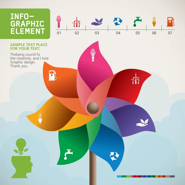 องค์ประกอบของ Pinwheel INFO-GRAPHIC, เวกเตอร์ — ภาพเวกเตอร์สต็อก