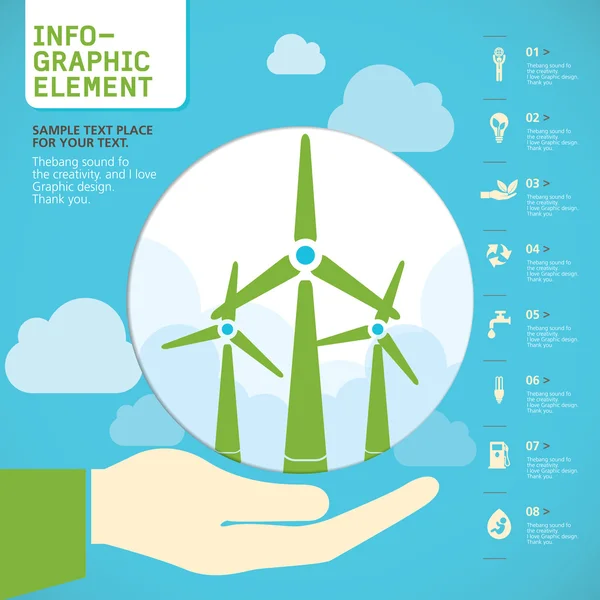 Великий BULB ICON на руці елемент INFO-GRAPHIC , Вектор — стоковий вектор