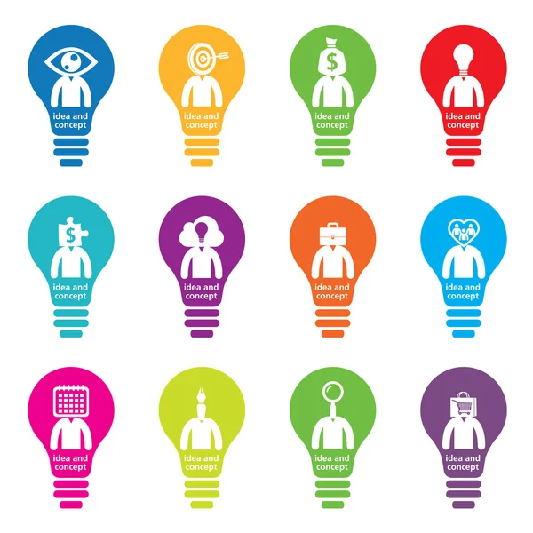 Glühbirnensymbol mit Ideenkonzept — Stockvektor
