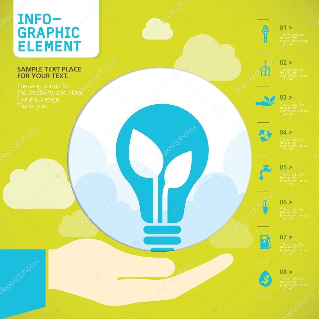 Big BULB ICON on hand INFO-GRAPHIC element , Vector
