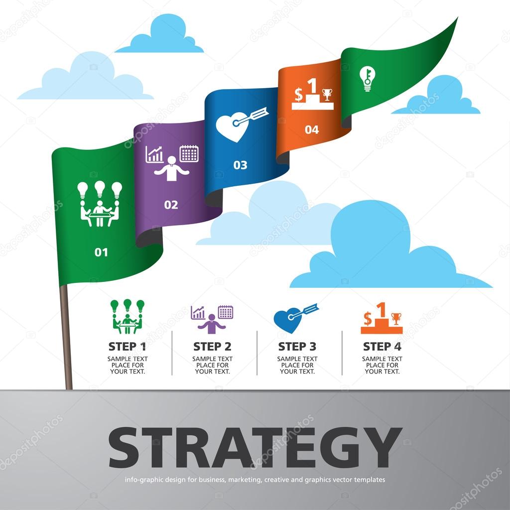 Info graphic Template with colorful flag banner