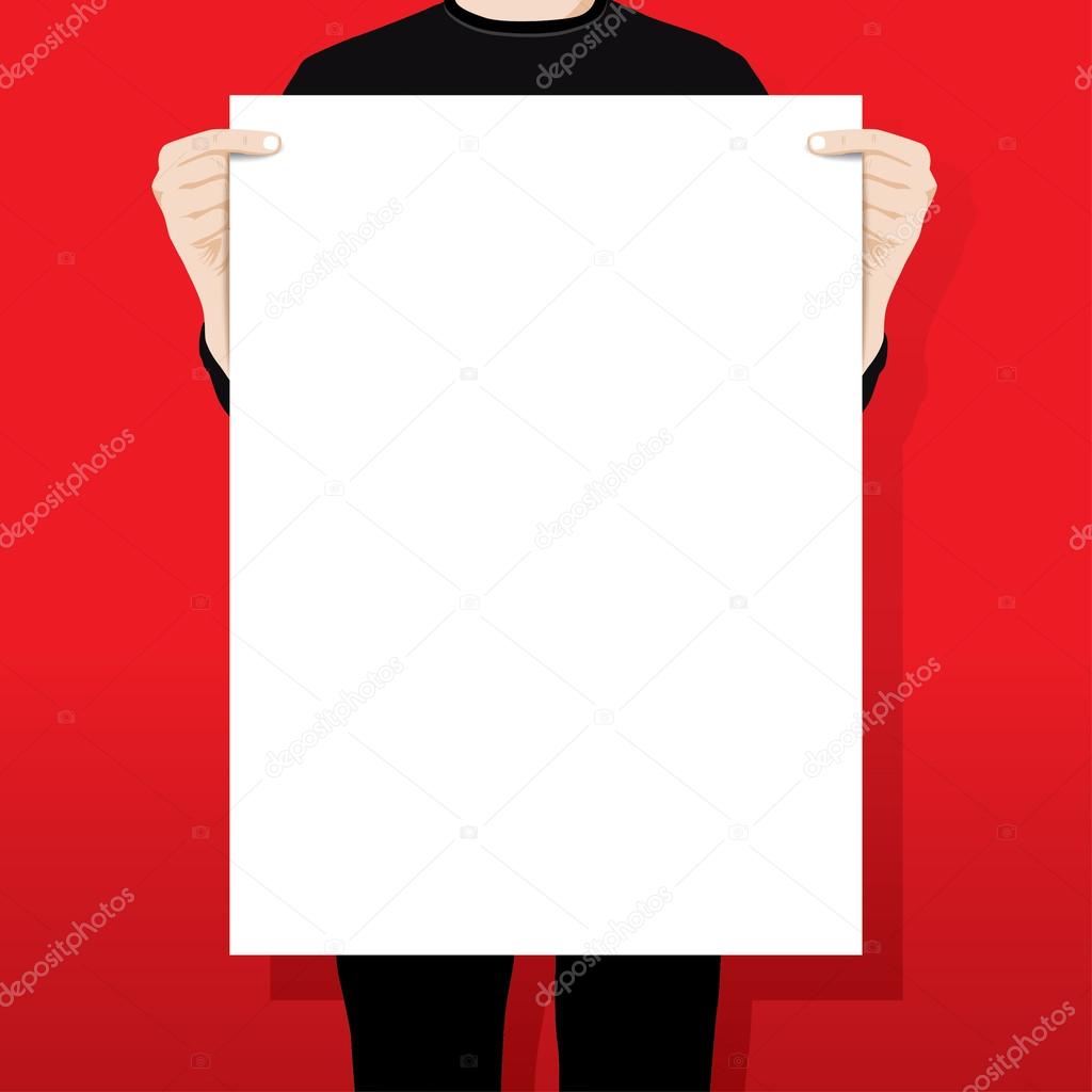 Man holding a blank paper ,vector illustration