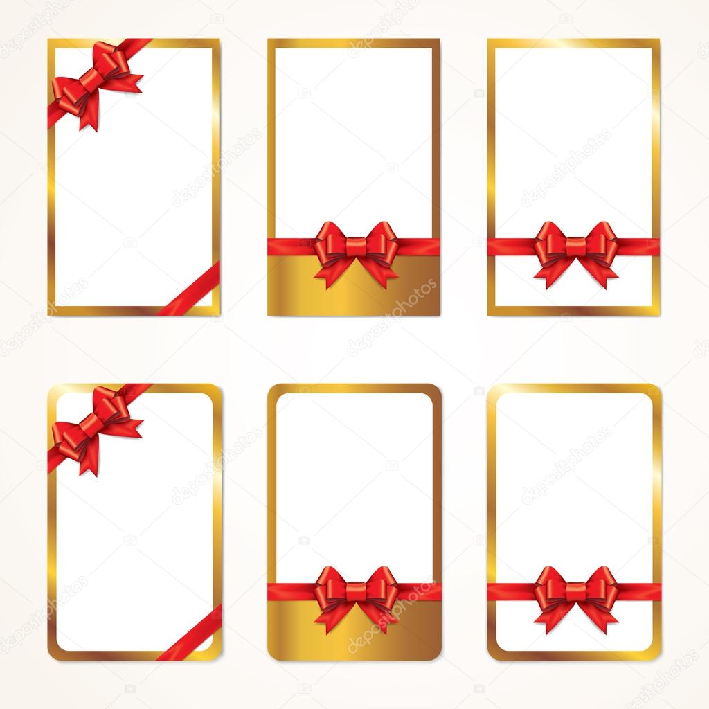 Red gift bows with ribbons. Vector.