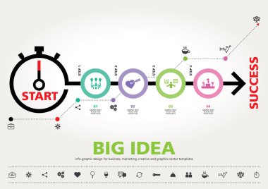 Başarı, şablon modern bilgi grafik tasarım zamanı
