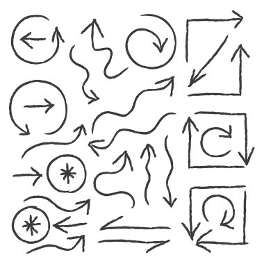 Bilgi grafik tasarımı için vektör el çekilmiş ok