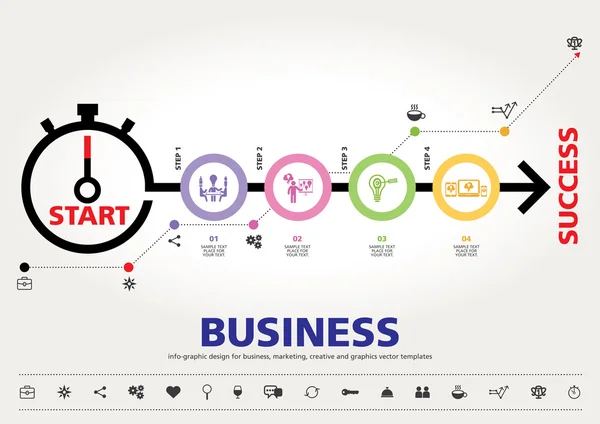 Tempo para o sucesso, modelo moderno info design gráfico —  Vetores de Stock