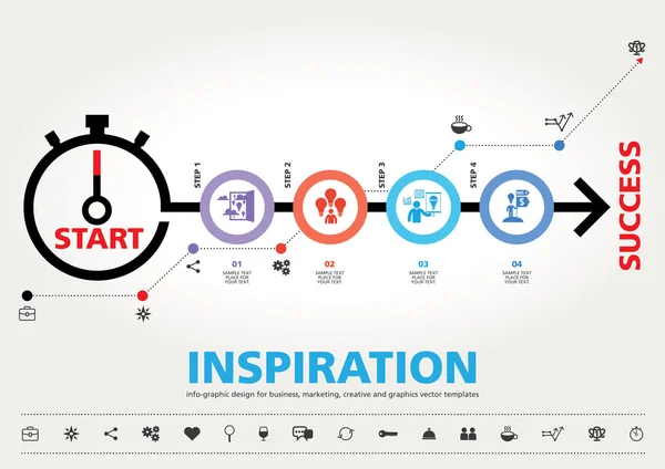 Tiempo para el éxito, plantilla información moderna diseño gráfico — Archivo Imágenes Vectoriales