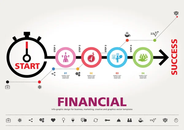 Tid för framgång, mall moderna information grafisk design — Stock vektor