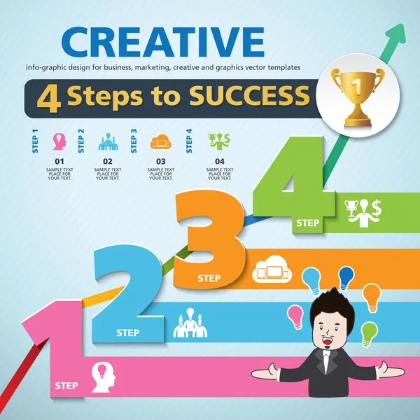 4 Steps to success template modern info graphic design — Stock Vector