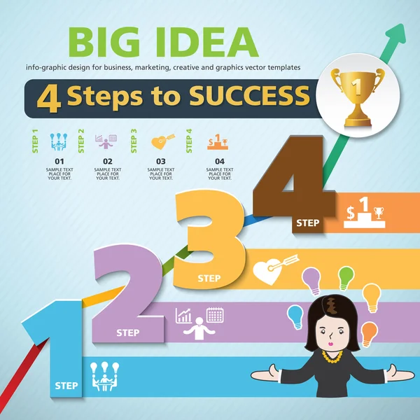 4 Steps to success template modern info graphic design — Stock Vector