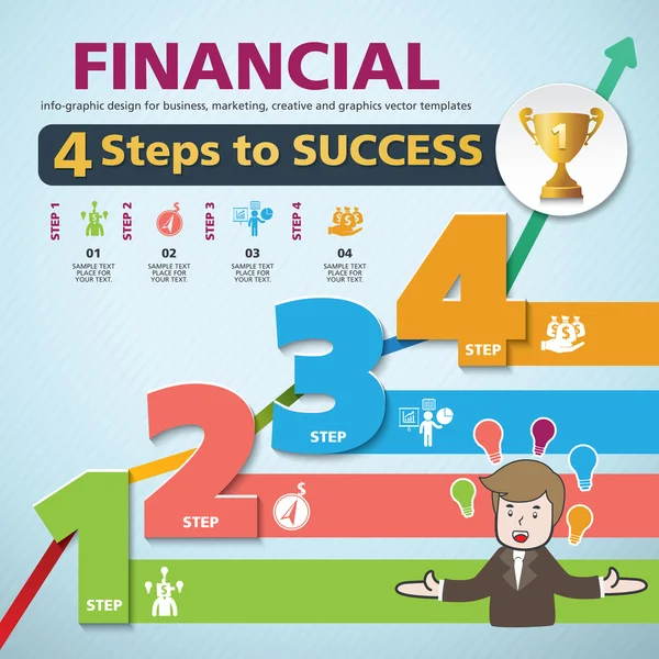 4 Steps to success template modern info graphic design — Stock Vector