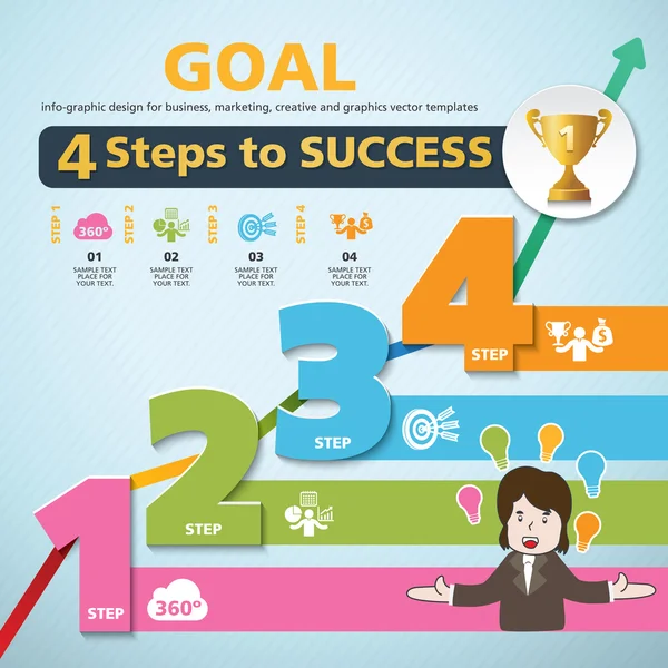 4 Steps to success template modern info graphic design — Stock Vector