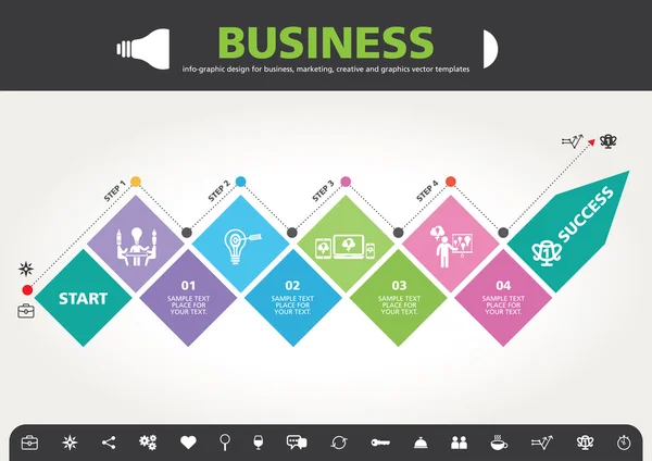 Modèle 4 étapes vers le succès design graphique info moderne — Image vectorielle