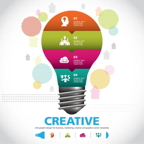 Glühbirnensymbol mit Ideenkonzept. Infografik für Unternehmen — Stockvektor
