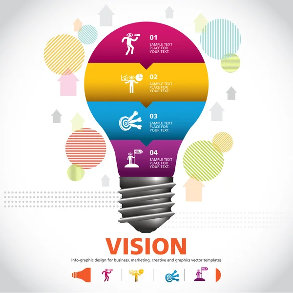Ikonu žárovky s myšlenkou koncepce. Info grafika pro podnikání — Stockový vektor