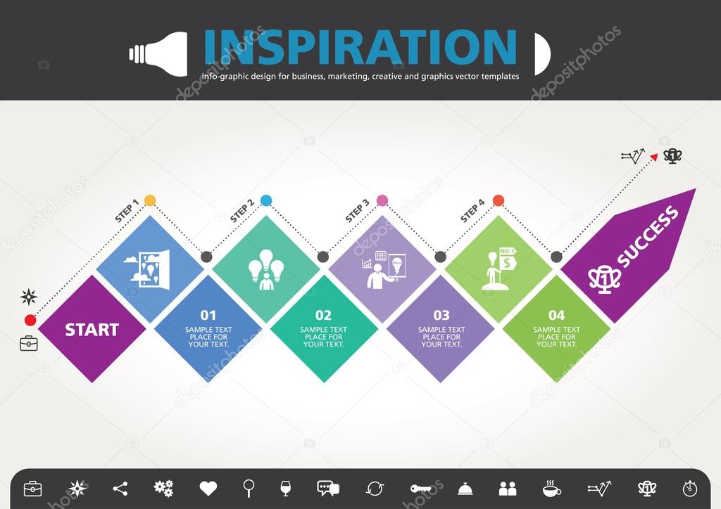 4 Steps to success template modern info graphic design