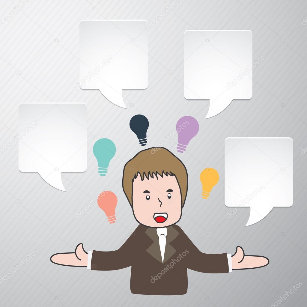 Businessman talk with speech bubble icon. With free space for your text.