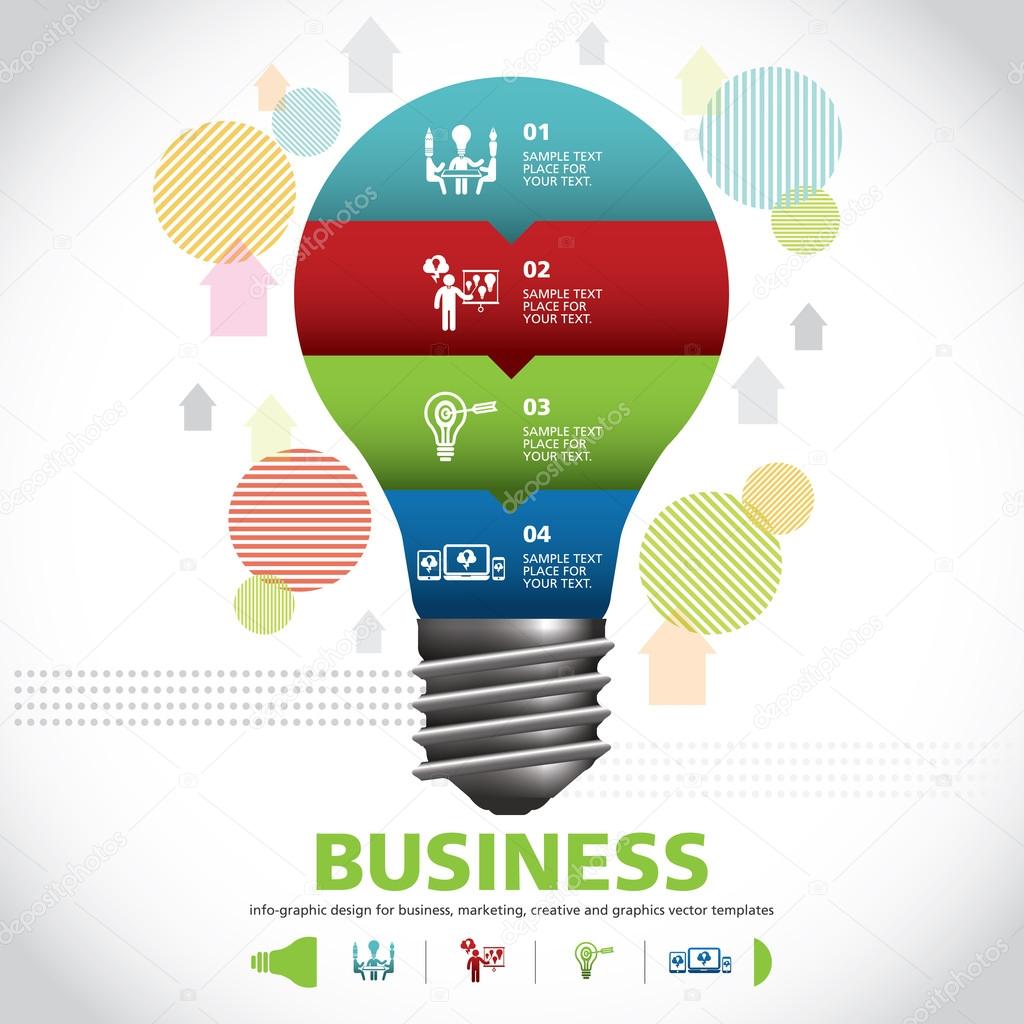 BULB ICON WITH IDEA CONCEPT. INFO GRAPHIC for business