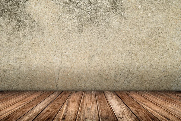 Old interior with grungy wall and wood floor — Stock Photo, Image