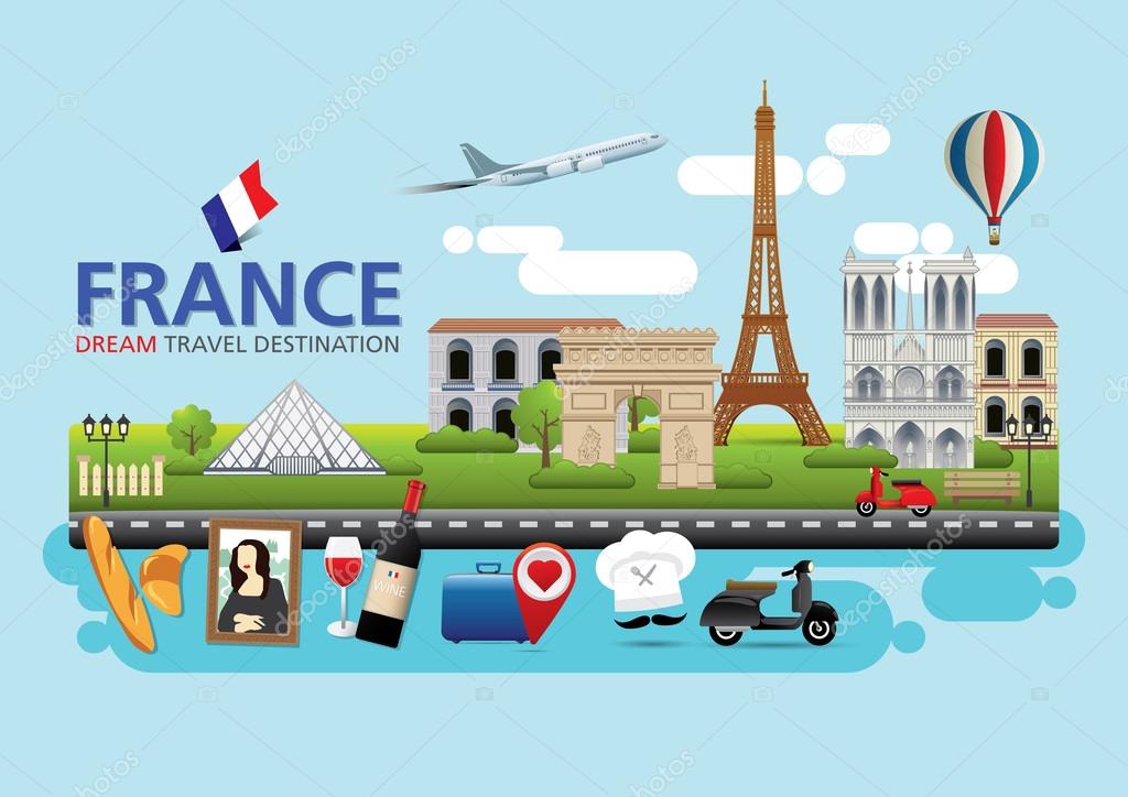 France Travel Destination, Symbols of France — Stock Vector © thebang