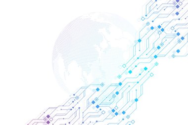 Teknoloji soyut devre kartı dokusu. Yüksek teknoloji fütüristik devre panosu pankartı duvar kağıdı. Dijital veri. Elektronik anakart çizimi