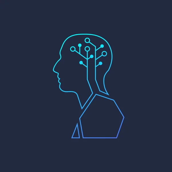 Sztuczna inteligencja Ludzkie Logo Machine Learning Concept. Ikona Sztucznej Inteligencji, Logotyp, Symbol, Znak — Zdjęcie stockowe